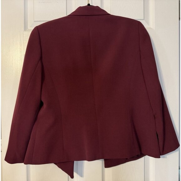 Kasper Suit Jacket Blazer 8 Maroon Plum Open Front 3/4 Long Sleeve NEW - Picture 13 of 16